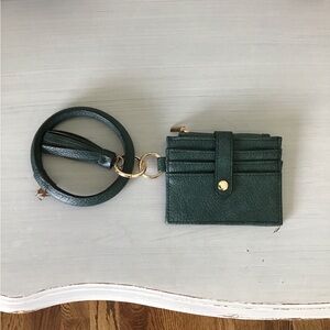 Elegant Green Card Holder with Strap
